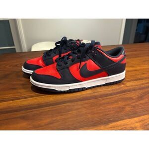 Nike Men's Red and Black Dunk Low Retro Swoosh Lace-up Sneakers Size 8.5 NWOT